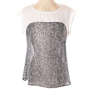 🌺 Blue Rain Sheer Color Block Snake Print Blouse Size S NWT